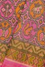 Patola Silk Baby Pink Saree With Florals And Animals In Circles Body