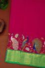 Kancheepuram Silk Rani Pink Saree With Thread Embroidery Work Body