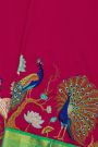 Kancheepuram Silk Rani Pink Saree With Thread Embroidery Work Body
