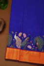 Kancheepuram Silk Royal Blue Saree With Thread Embroidery Work Body