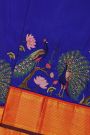 Kancheepuram Silk Royal Blue Saree With Thread Embroidery Work Body