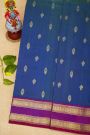 Venkatagiri Silk Peacock Blue Saree With Floral Buttis Body