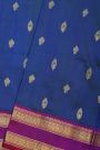 Venkatagiri Silk Peacock Blue Saree With Floral Buttis Body