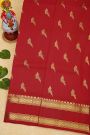 Venkatagiri Silk Red Saree With Parrot Buttis Body