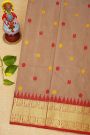 Venkatagiri Silk Cream Saree With Florals And Peacocks Body