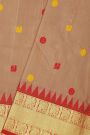Venkatagiri Silk Cream Saree With Florals And Peacocks Body