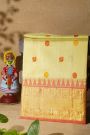 Venkatagiri Silk Light Yellow Saree With Florals And Elephants Border
