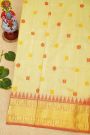 Venkatagiri Silk Light Yellow Saree With Florals And Elephants Border