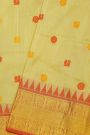 Venkatagiri Silk Light Yellow Saree With Florals And Elephants Border