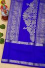 Venkatagiri Silk Royal Blue Saree With Dollar And Paisleys In Lines Body
