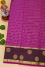 Venkatagiri Silk Magenta Saree With Florals And Peacocks Border