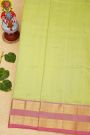 Venkatagiri Silk Light Green Saree With Florals And Peacocks Border