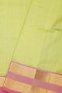Venkatagiri Silk Light Green Saree With Florals And Peacocks Border