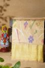 Venkatagiri Silk Beige Saree With Floral And Parrot Body