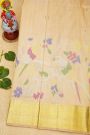 Venkatagiri Silk Beige Saree With Floral And Parrot Body