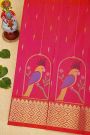 Venkatagiri Silk Pink Saree With Bird Butti Body