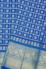Venkatagiri Silk Royal Blue Saree With Florals And Peacocks In Checks Body