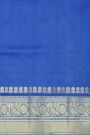 Venkatagiri Silk Royal Blue Saree With Florals And Peacocks In Checks Body