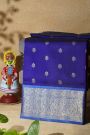 Venkatagiri Silk Navy Blue Saree With Florals And Paisleys Border