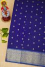 Venkatagiri Silk Navy Blue Saree With Florals And Paisleys Border