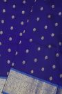 Venkatagiri Silk Navy Blue Saree With Florals And Paisleys Border