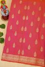 Venkatagiri Silk Pink Saree With Florals And Peacocks Body
