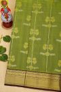 Venkatagiri Silk Mehendi Green Saree With Diamonds And Florals Border