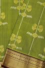 Venkatagiri Silk Mehendi Green Saree With Diamonds And Florals Border