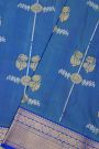 Venkatagiri Silk Sea Blue Saree With Diamonds And Florals Border