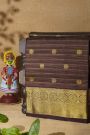 Venkatagiri Silk Brown Saree With Zari Lines And Florals Body