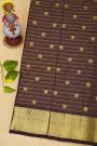 Venkatagiri Silk Brown Saree With Zari Lines And Florals Body