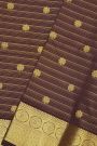 Venkatagiri Silk Brown Saree With Zari Lines And Florals Body