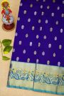 Venkatagiri Silk Royal Blue Saree With Florals And Peacocks Border