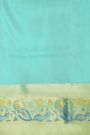 Venkatagiri Silk Royal Blue Saree With Florals And Peacocks Border