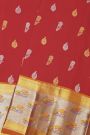 Venkatagiri Silk Red Saree With Florals And Parrots Border