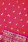 Venkatagiri Silk Pink Saree With Animal Buttis Body