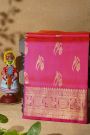 Venkatagiri Silk Pink Saree With Floral And Peacock Border