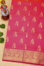 Venkatagiri Silk Pink Saree With Floral And Peacock Border