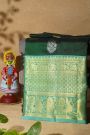 Venkatagiri Silk Bottle Green Saree With Florals And Paisleys Body