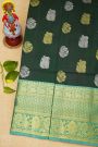 Venkatagiri Silk Bottle Green Saree With Florals And Paisleys Body