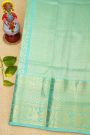 Venkatagiri Silk Bottle Green Saree With Florals And Paisleys Body