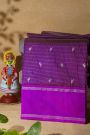 Venkatagiri Silk Dark Purple Saree With Checks And Zari Buttis Body