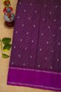 Venkatagiri Silk Dark Purple Saree With Checks And Zari Buttis Body