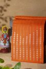 Venkatagiri Silk Orange Saree With Florals In Lines Body