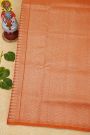 Venkatagiri Silk Orange Saree With Florals In Lines Body