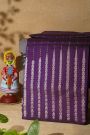 Venkatagiri Silk Violet Saree With Florals In Lines Body