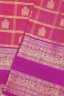 Venkatagiri Silk Dual Colour Saree With Checks And Peacock Buttis Body