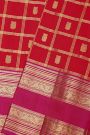 Venkatagiri Silk Red Saree With Florals And Parrots Border