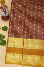 Venkatagiri Silk Maroon Saree With Checks And Floral Buttis Body
