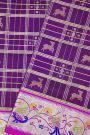 Venkatagiri Silk Purple Saree With Checks And Deer Buttis Body